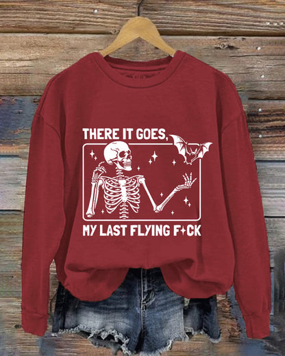 Women's Halloween There It Goes My Last Flying F*ck Print Crew Neck Sweatshirt