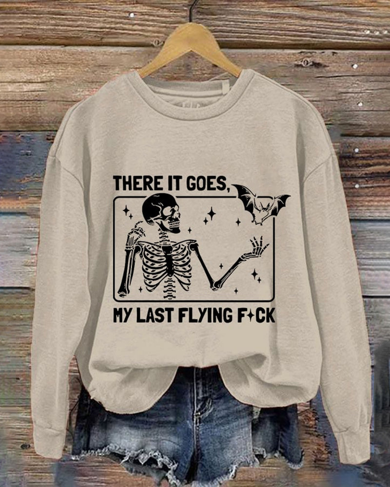 Women's Halloween There It Goes My Last Flying F*ck Print Crew Neck Sweatshirt