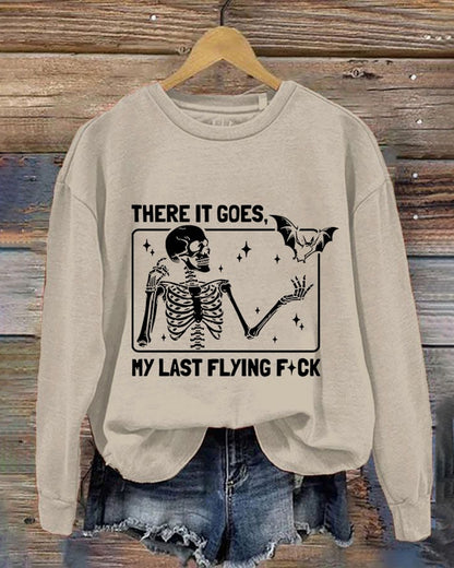 Women's Halloween There It Goes My Last Flying F*ck Print Crew Neck Sweatshirt
