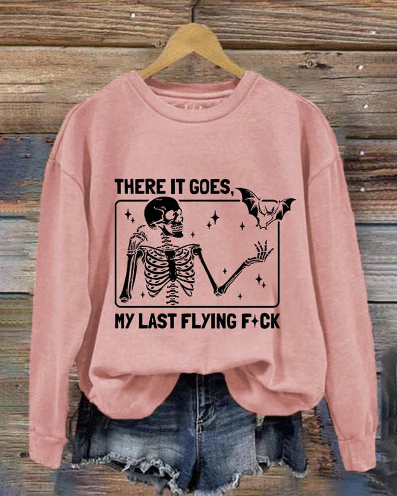 Women's Halloween There It Goes My Last Flying F*ck Print Crew Neck Sweatshirt