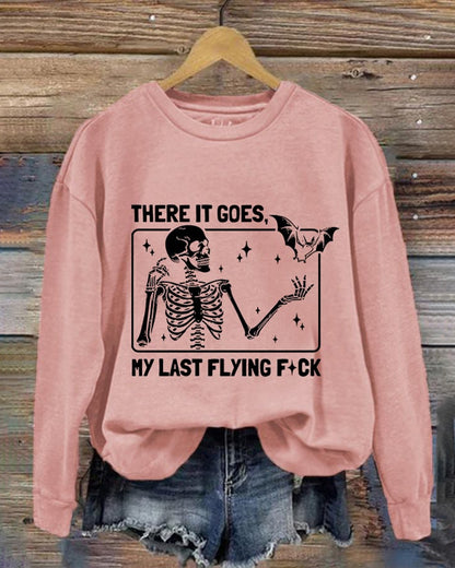 Women's Halloween There It Goes My Last Flying F*ck Print Crew Neck Sweatshirt