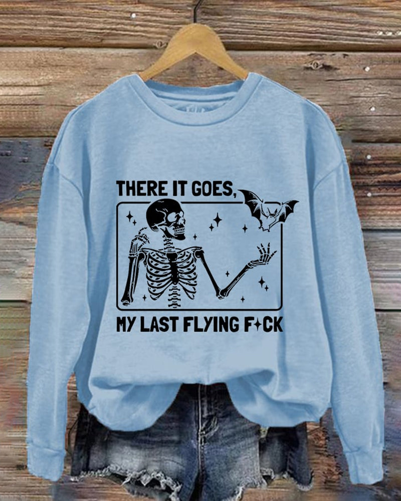 Women's Halloween There It Goes My Last Flying F*ck Print Crew Neck Sweatshirt
