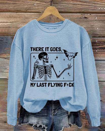 Women's Halloween There It Goes My Last Flying F*ck Print Crew Neck Sweatshirt