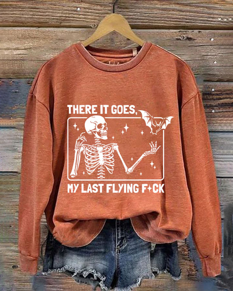 Women's Halloween There It Goes My Last Flying F*ck Print Crew Neck Sweatshirt