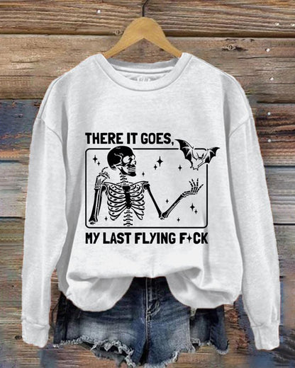 Women's Halloween There It Goes My Last Flying F*ck Print Crew Neck Sweatshirt