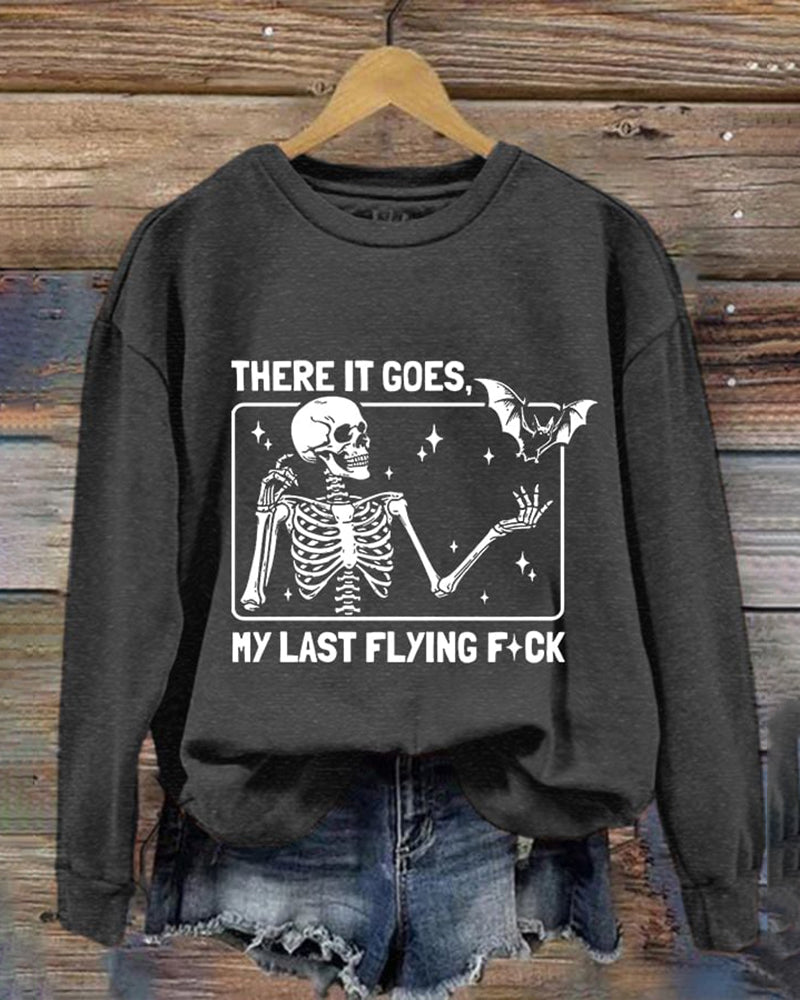 Women's Halloween There It Goes My Last Flying F*ck Print Crew Neck Sweatshirt