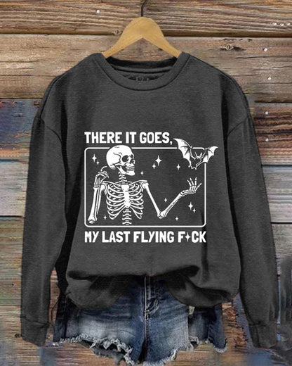 Women's Halloween There It Goes My Last Flying F*ck Print Crew Neck Sweatshirt
