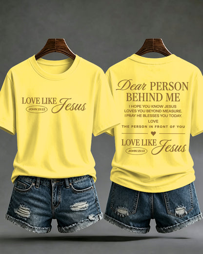LOVE LIKE JESUS Scripture Print Round Neck Short Sleeve T-Shirt