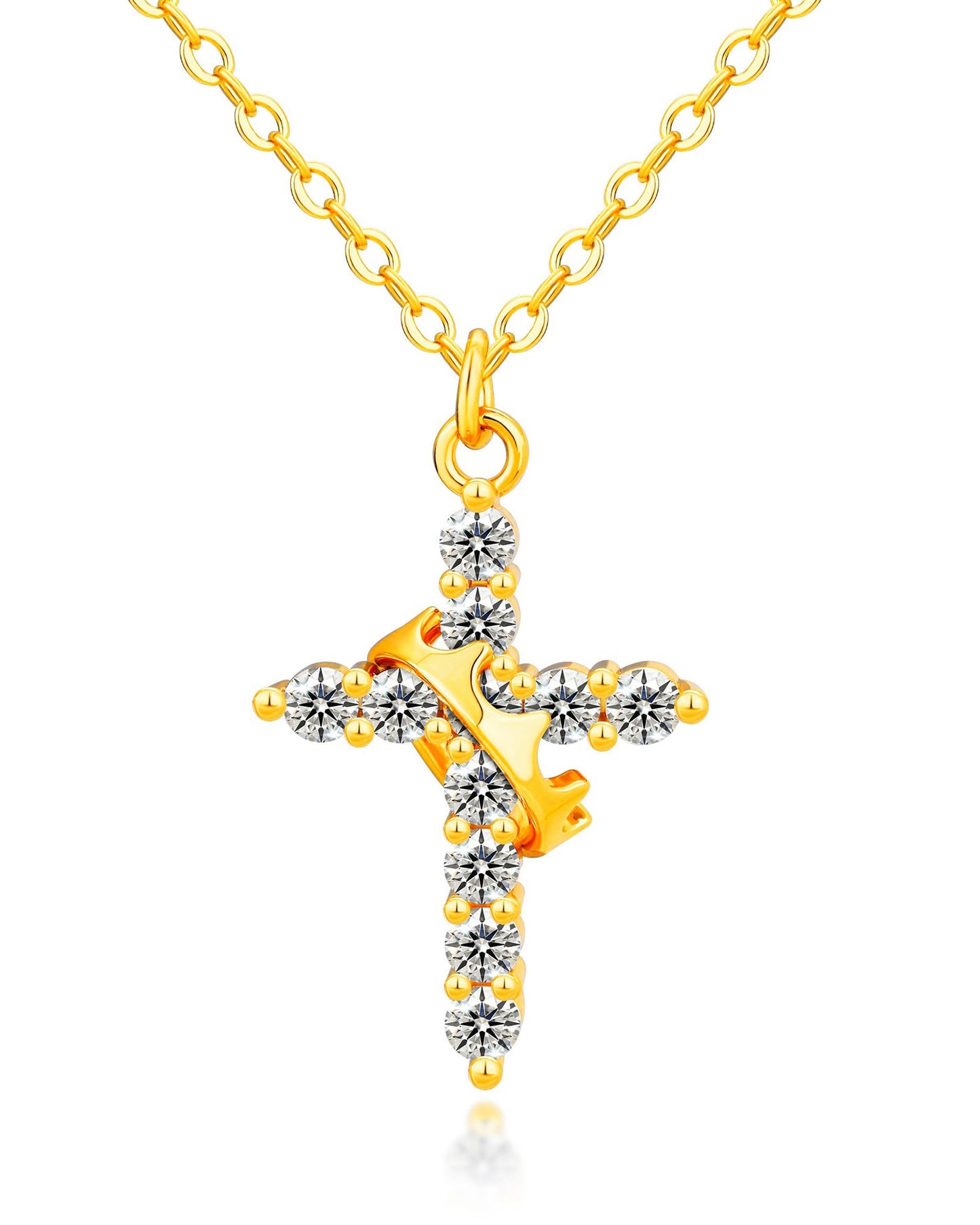 Christian Crown Cross Necklace Earrings