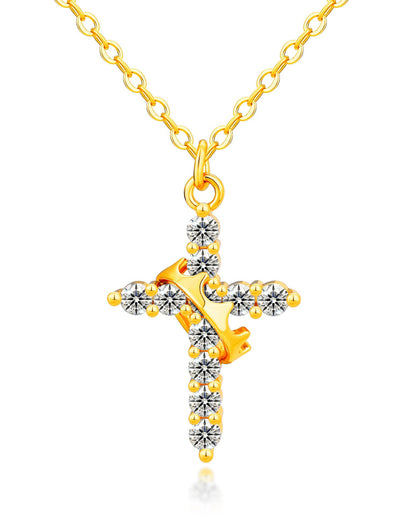 Christian Crown Cross Necklace Earrings
