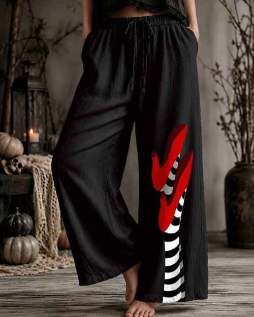 Women's Halloween Witch-Print Trousers