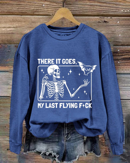 Women's Halloween There It Goes My Last Flying F*ck Print Crew Neck Sweatshirt
