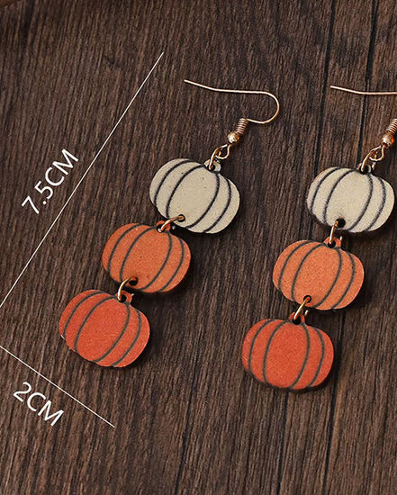 Women's Halloween Thanksgiving Pumpkin Wooden Earrings