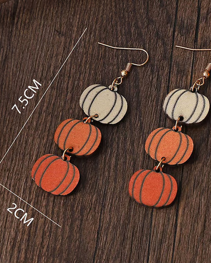 Women's Halloween Thanksgiving Pumpkin Wooden Earrings