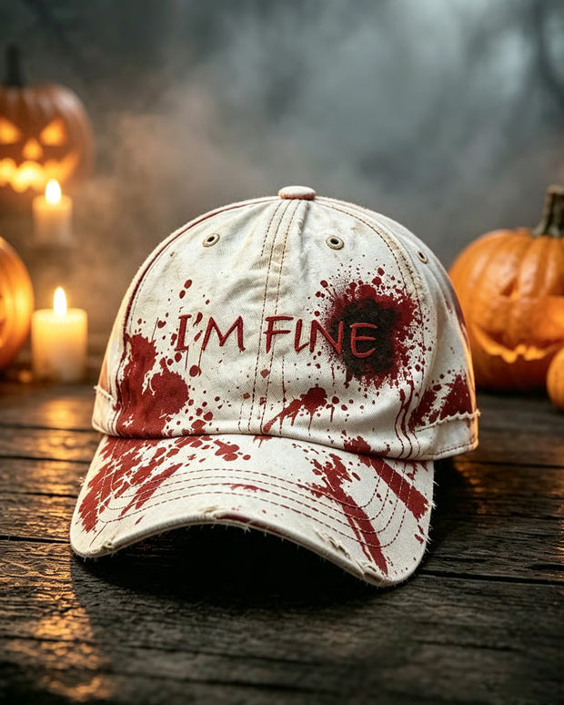 Unisex Halloween Bloody I'm Fine Printed Hat