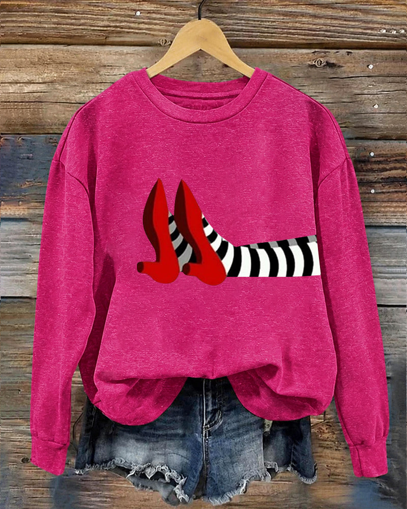 Women’s Halloween-Printed Casual Crew-Neck Sweatshirt
