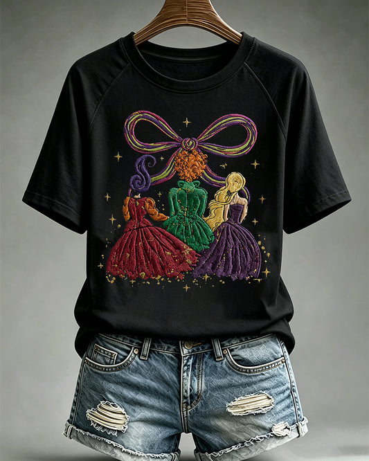 100% Cotton Halloween Witchy Coquette Bow Crew Neck Short Sleeve Tshirt