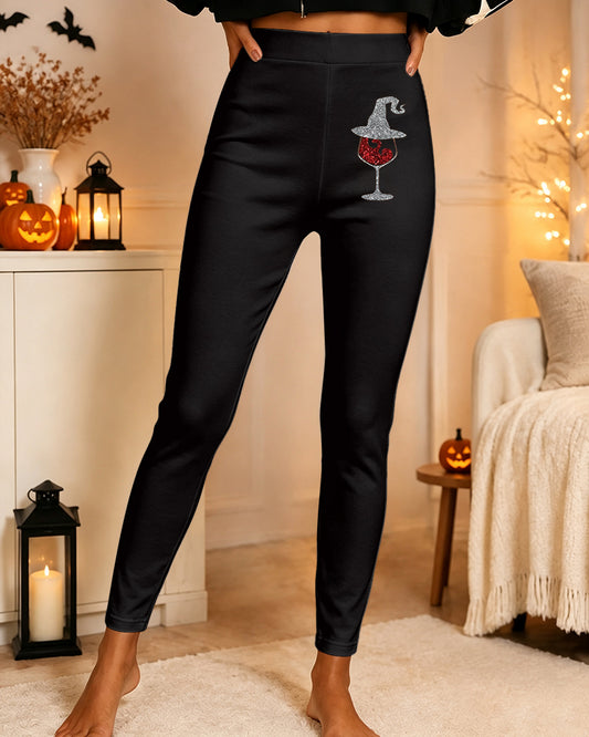 Women's Witch’s Goblet Sequins Printed Casual Leggings