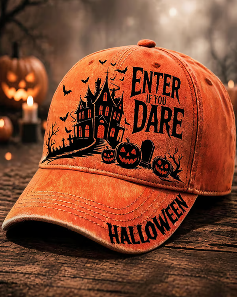 Unisex Halloween Enter If Your Dare Printed Cap