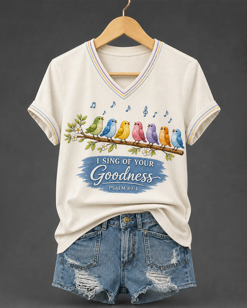 I Will Sing Of The Goodness Of God Psalm 89:1 V-neck Short Sleeve Tshirt