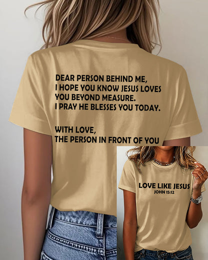 LOVE LIKE JESUS Printed short-sleeved T-shirt