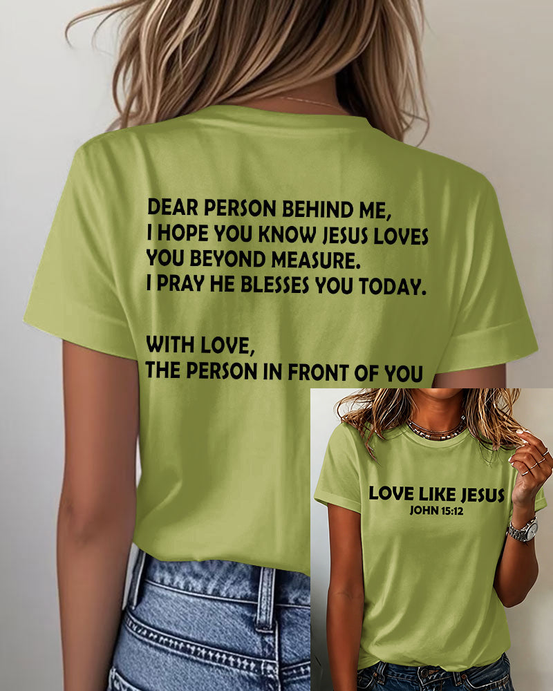 LOVE LIKE JESUS Printed short-sleeved T-shirt