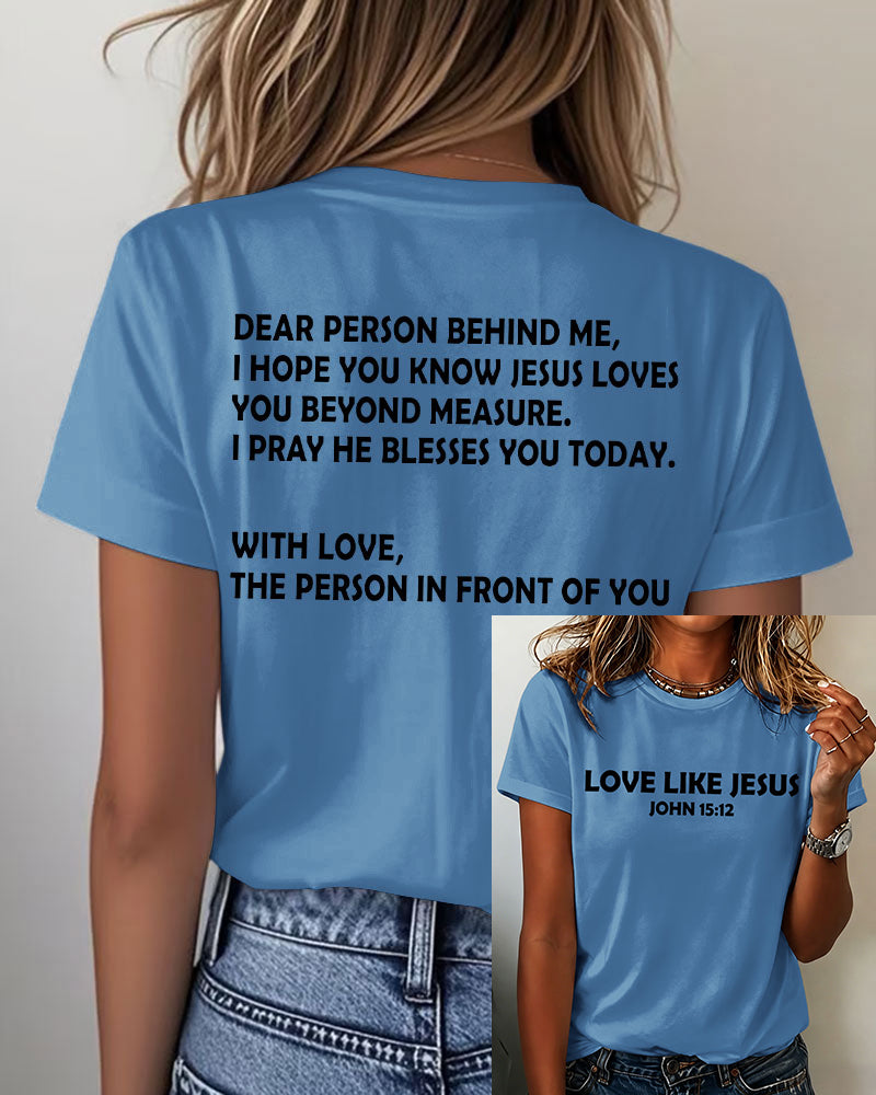 LOVE LIKE JESUS Printed short-sleeved T-shirt