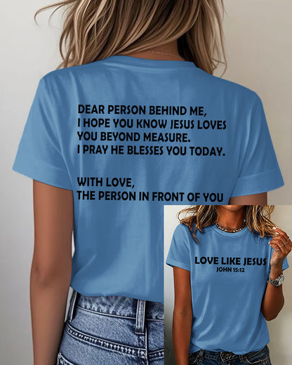 LOVE LIKE JESUS Printed short-sleeved T-shirt