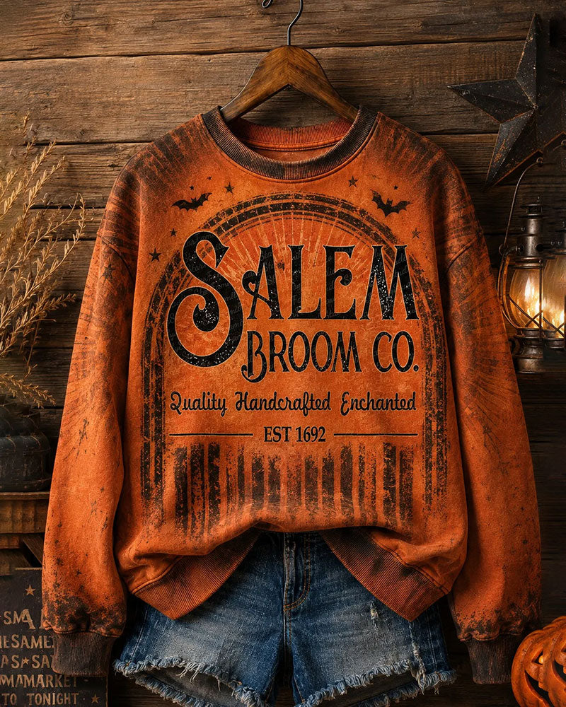 Women's Salem Broom Company Printed Round Neck Sweatshirt