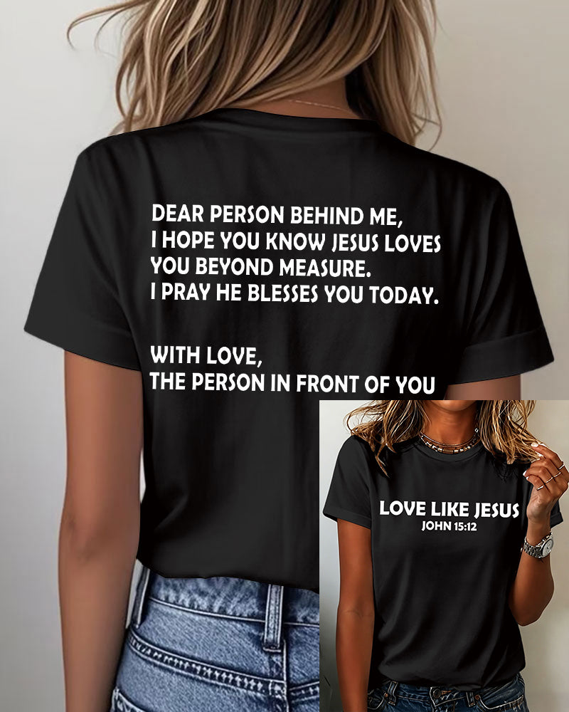 LOVE LIKE JESUS Printed short-sleeved T-shirt