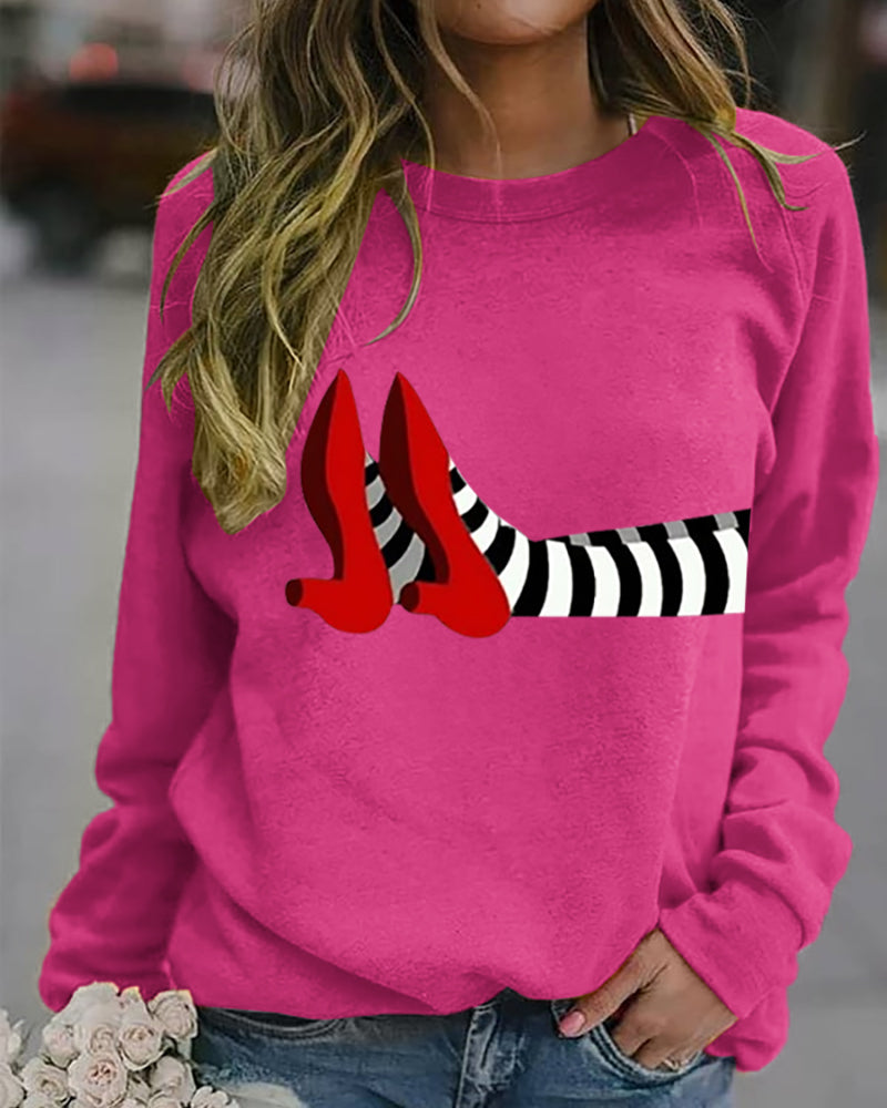 Women’s Halloween Witch Print Casual Sweatshirt