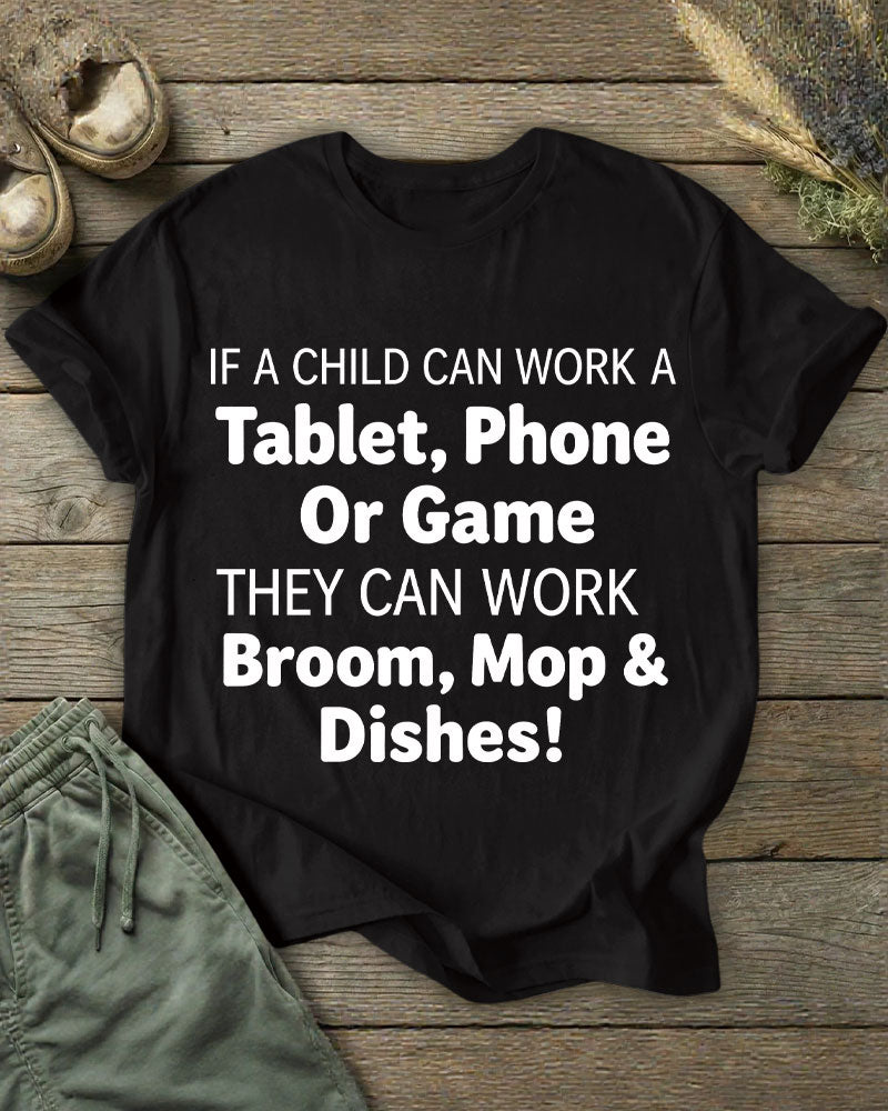 Parents Spit Out Children Playing Mobile Phones To Do Housework Interesting Text Printed T-shirts