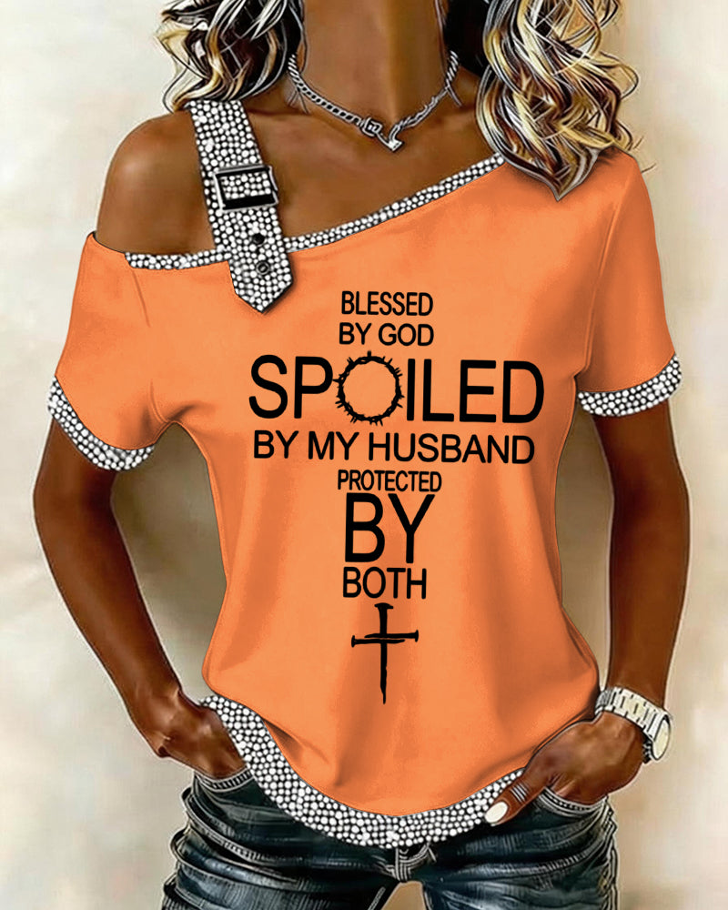 Blessed By God English Cross Women's Short-sleeved Top