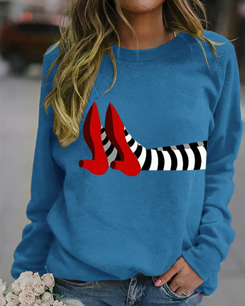 Women’s Halloween Witch Print Casual Sweatshirt