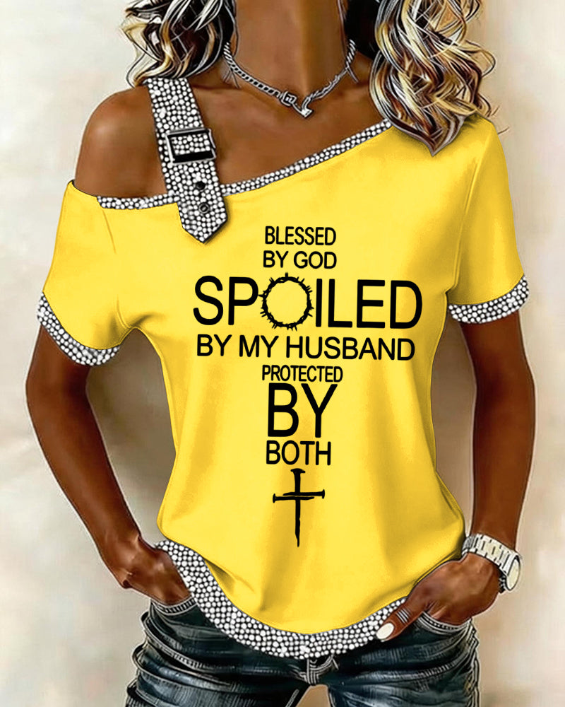 Blessed By God English Cross Women's Short-sleeved Top