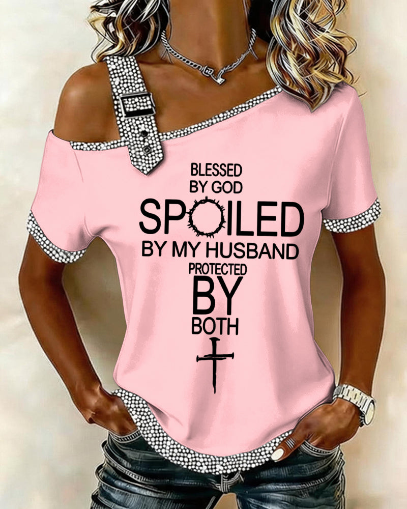 Blessed By God English Cross Women's Short-sleeved Top
