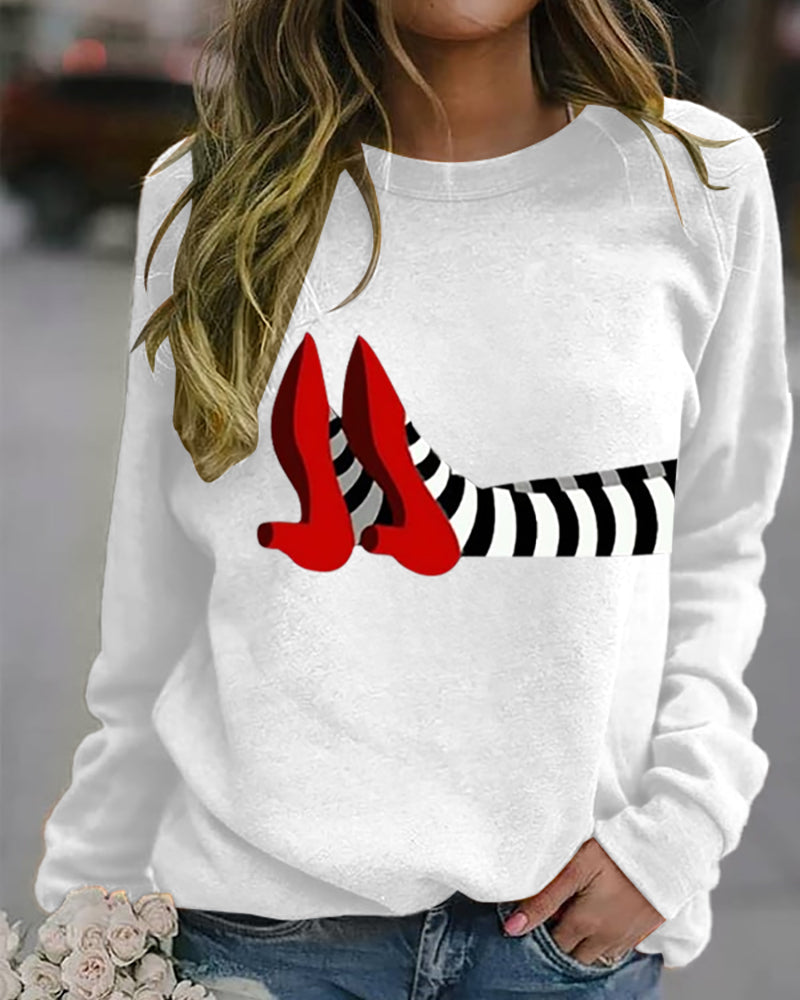 Women’s Halloween Witch Print Casual Sweatshirt