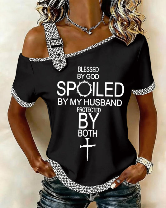 Blessed By God English Cross Women's Short-sleeved Top