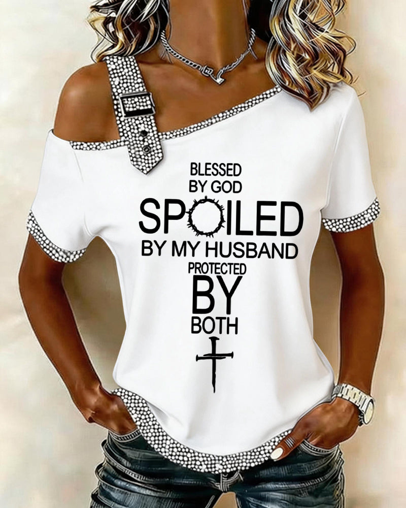Blessed By God English Cross Women's Short-sleeved Top