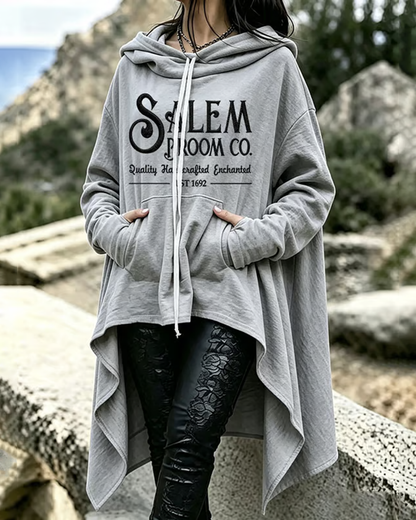 Women's Halloween Printed Loose Irregular Hoodie