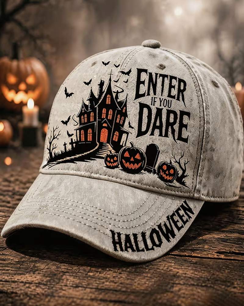 Unisex Halloween Enter If Your Dare Printed Cap