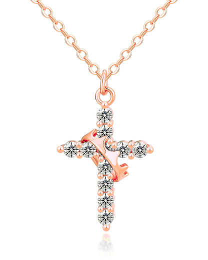 Christian Crown Cross Necklace Earrings