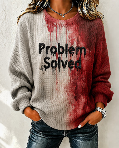 Women's Blood Problem Solved Halloween Printed Checkered Sweatshirt