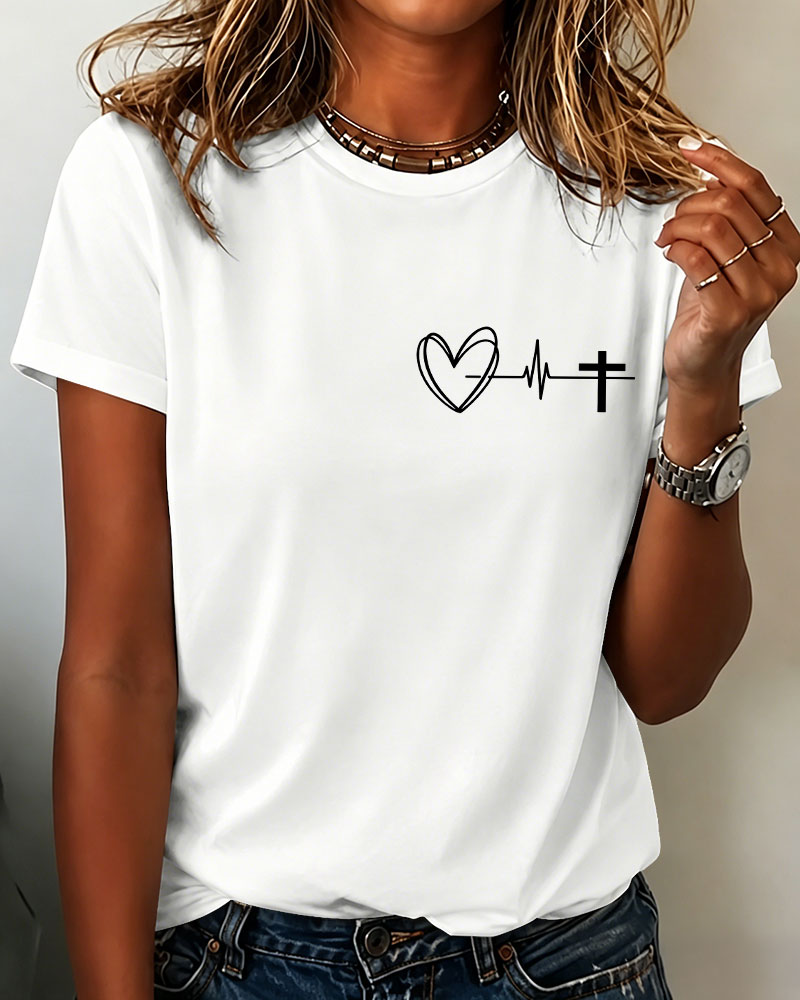 Bible Quotes on the Cross Printed short-sleeved T-shirt