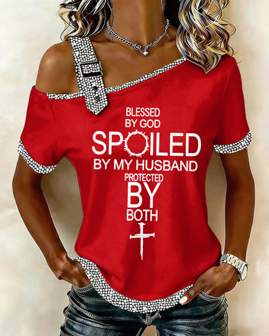 Blessed By God English Cross Women's Short-sleeved Top