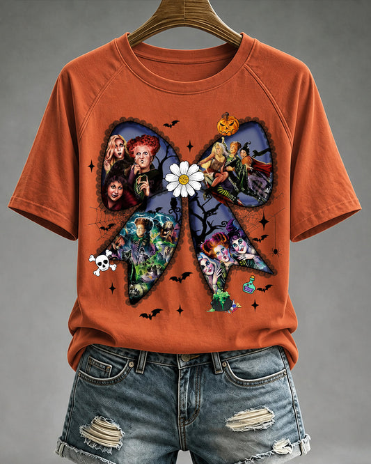 100% Cotton Coquette Halloween Sisters Witches Crew Neck Short Sleeve Tshirt