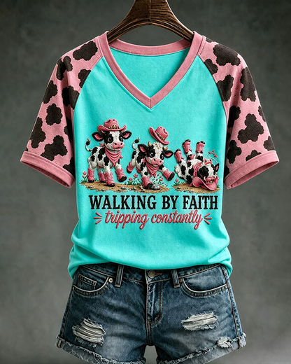 Women's Walking By Faith Tipping Constantly V-neck Short Sleeve Tshirt