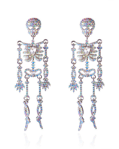 Funny Halloween Rhinestone Skull Earrings