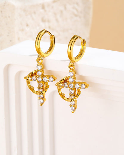 Christian Crown Cross Necklace Earrings