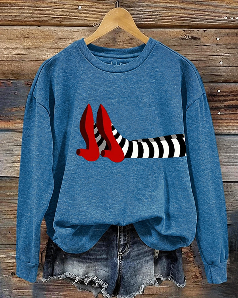 Women’s Halloween-Printed Casual Crew-Neck Sweatshirt